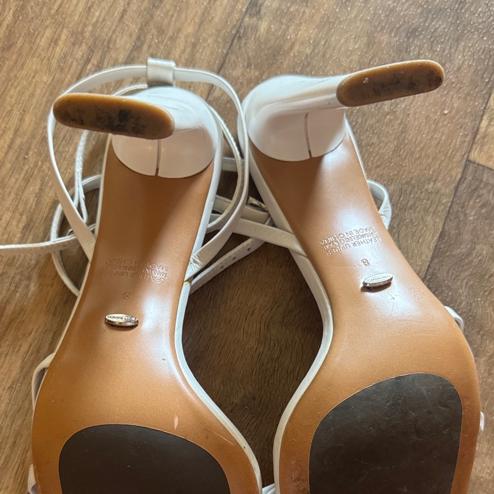 Tony Bianco Cream-White Strappy Square-Toe Ankle Strap Heels - Picture 3 of 3